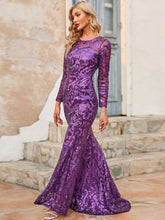 Birthday Maxi Dress Jewel Neck Long Sleeves Sexy Long Dress